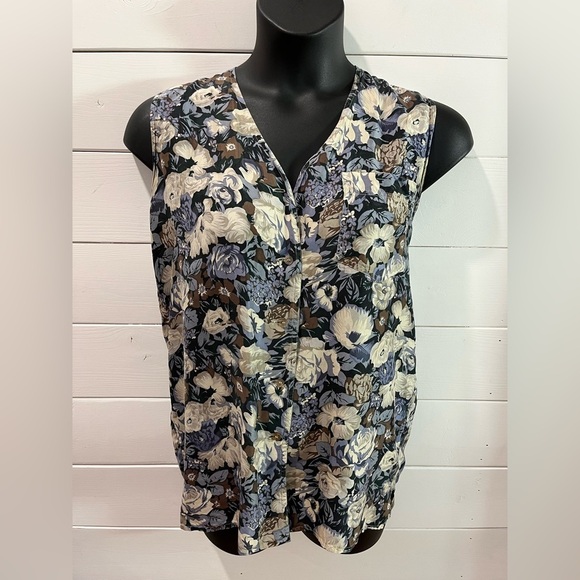 VERO MODA • Vintage Floral Silk Sleeveless Top • Size M - Picture 7 of 9
